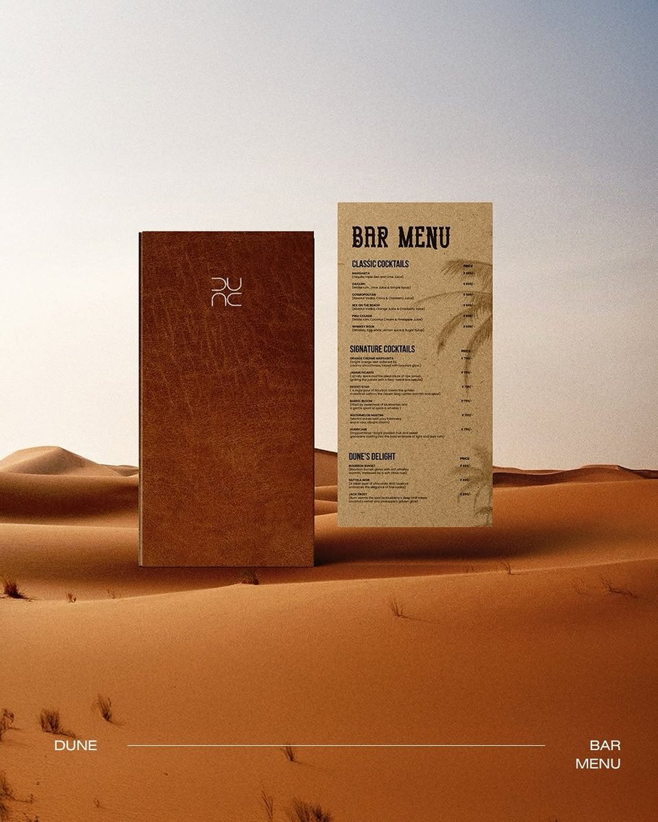 Dune — Hospitality · Space, branding project by Virtue & Wisdom, branding agency in Dubai