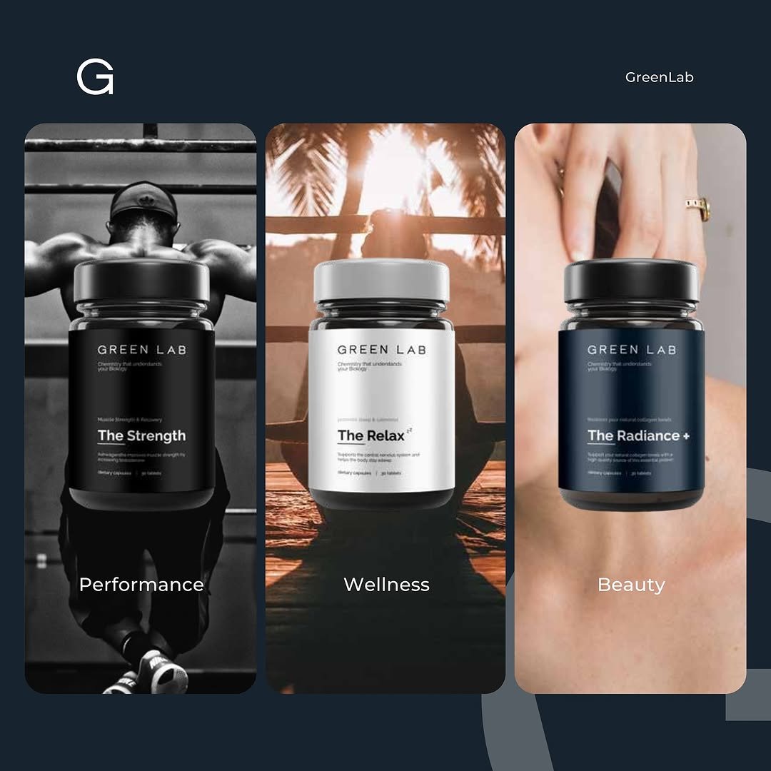Green Lab — Wellness · Identity, branding project by Virtue & Wisdom, branding agency in Dubai